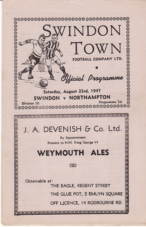 <b>Saturday, August 23, 1947</b><br />vs. Northampton Town (Home)